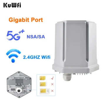 Kuwfi 5G CPE Маршрутизатор IP66 Открытый Водонепроницаемый WiFi Маршрутизатор 3GPP NSA/SA 4G LTE Cat19/18 с POE Гигабитным портом Ethernet Слот для SIM-карты