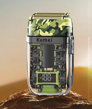 Kemei Прозрачный корпус, беспроводная Электробритва, аккумулятор большой емкости 1200 мАч, USB-перезаряжаемая водонепроницаемая электробритва 41D