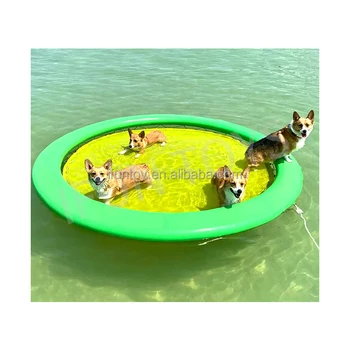 Зеленый Круглый Надувной Водный Гамак на плавающей платформе, коврик для бассейна с сетчатой сеткой для собак