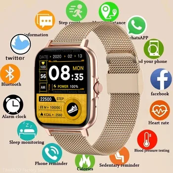 2022 Новые Смарт-Часы с Bluetooth-Вызовом Для Женщин И Мужчин, Спортивный Фитнес-Трекер с Полным Сенсорным экраном, Умные Часы Для Android IOS Smartwach