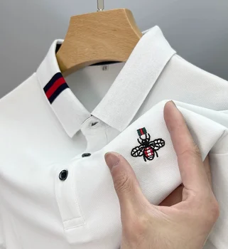 Высококачественная брендовая рубашка ПОЛО с вышивкой Little Bee, Мужская футболка с коротким рукавом, Летняя Новая дышащая повседневная рубашка Paul из чистого хлопка