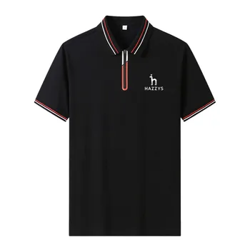 Мужская футболка HAZZYS Wear для гольфа с рукавом-молнией, Классическая однотонная рубашка в полоску для молодых людей среднего возраста, Модная деловая повседневная рубашка ПОЛО