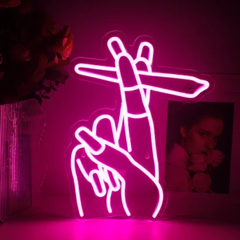 Жестовая Неоновая световая Вывеска LED Персонализированная Форма руки Неоновая для Детской спальни, игровой комнаты для отдыха, декора для вечеринок, Неоновых ночных огней USB