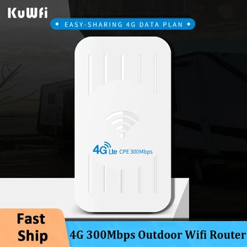 KuWFi Уличный 4G WiFi маршрутизатор 300 Мбит/с LTE Маршрутизаторы с SIM-картой Маршрутизатор Модем для IP-камеры Вне зоны действия Wi-Fi 100 м 32 пользователя