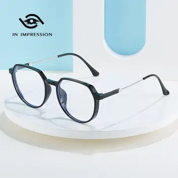 Модные полигональные очки в оправе TR90 без очков в литературном Ретро-стиле, Мужские и женские Простые Очки с Отделкой от близорукости 50-600 Градусов