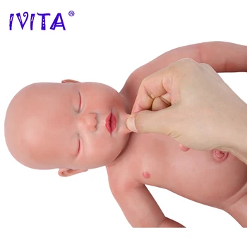 Отправить из США и Китая IVITA WB1510 47 см 18,5 Дюймов 3700 г Силиконовые Возрожденные Мягкие Куклы Реалистичный Мальчик с закрытыми Глазами Детские Игрушки