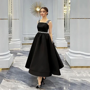 BridalAffair Черные Вечерние платья A Line в Дубае 2023 Со стразами Свадебные Платья для Выпускного Вечера Для женщин vestidos de Fiesta