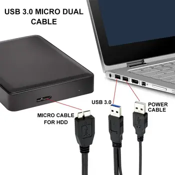 Кабель для мобильного жесткого диска USB 3.0 От AM Male до B Male Port С Двойной Головкой I Type Кабели питания для передачи данных со скоростью 5 Гбит/с