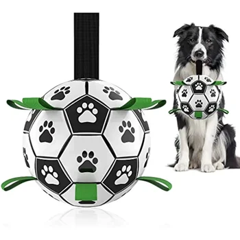 Игрушки для собак Футбольный мяч с ручками-захватами Интерактивные игрушки для собак для перетягивания каната Подарки для Щенков на день рождения Игрушка для перетягивания каната Игрушка для Воды Прочный