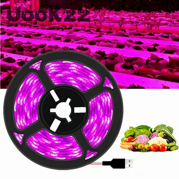 UooKzz DC 5 В USB Светодиодный светильник для Выращивания Полного спектра 1-5 м Растительный Светильник для Выращивания светодиодной Ленты Фито Лампа для Выращивания Рассады Овощных Цветов Палатка