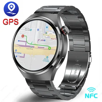 Для Huawei Xiaomi GT4 Pro Смарт-Часы Мужские NFC GPS Трекер AMOLED 360*360 HD Экран Частота сердечных сокращений Bluetooth Вызов SmartWatch 2023 Новинка