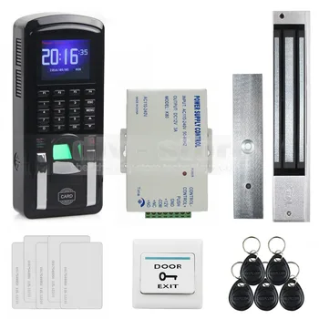 DIYSECUR TCP/IP USB считыватель идентификационных карт с отпечатками пальцев, клавиатура с паролем, Система контроля доступа к двери + Блок питания + Магнитный замок весом 280 кг