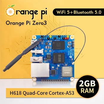 Orange Pi Zero 3-2 ГБ оперативной памяти Allwinner H618 Гигабитный WiFi Bluetooth Мини-ПК с открытым исходным кодом Zero3 Плата разработки Одноплатный Компьютер