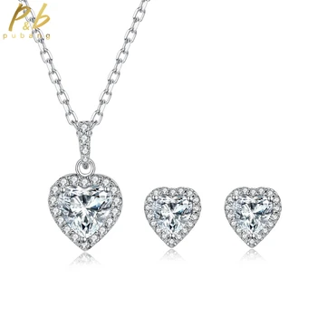 PuBang Fine Jewelry Set 100% Стерлингового Серебра 925 Пробы, Серьги с Бриллиантами из Муассанита, Кулон/Ожерелье для Женщин, Подарок, Бесплатная Доставка