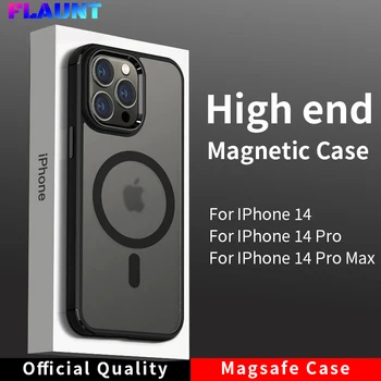 Роскошный Чехол с сильным магнитом для iPhone 14 Pro Max, Беспроводная зарядка, прозрачный матовый противоударный чехол для чехлов для телефонов Magsafe