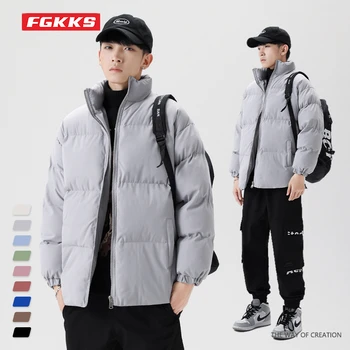Зимняя мужская парка FGKKS 2022, Осенние уличные однотонные куртки, Пальто для мужчин, Высококачественные бренды, Модная парка для мужчин