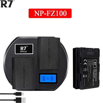R7 2280 мАч NPFZ100 NP-FZ100 Батарея + ЖК-дисплей с Двойным зарядным устройством для Sony BC-QZ1, a9, a7R III, a7 III, A6600